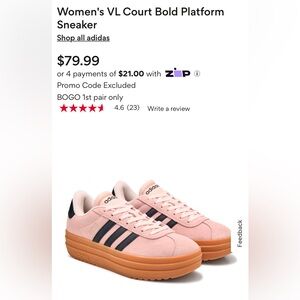 Adidas woman VLCourt Bold Platforms in Pink and Black. Used - Like New.